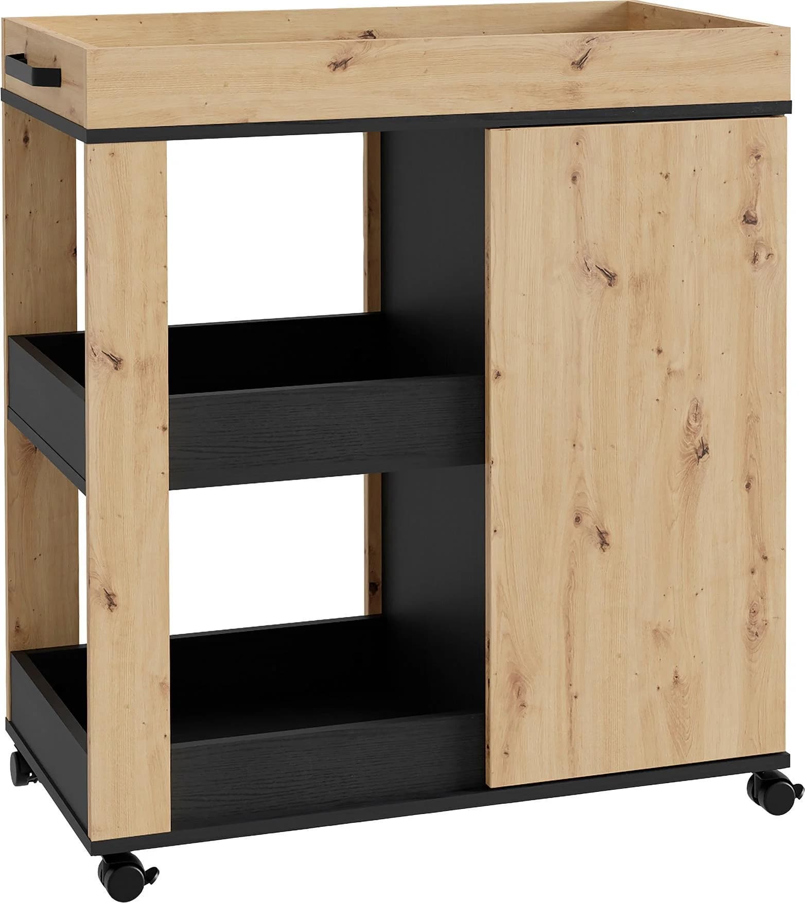 FORTE Barschrank Homebar Schwarz Artisan Eiche