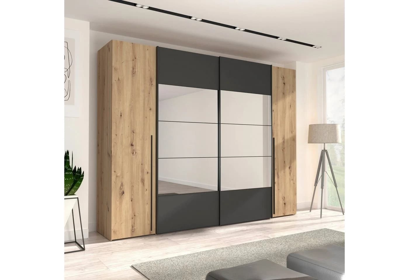 Kleiderschrank FORTE Rayong Schwarz Eiche FSC - Bild 2