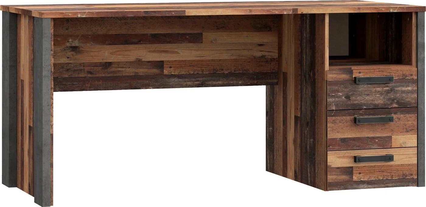 Schreibtisch FORTE Clif Grau Industriedesign mit Schubladen - Bild 2