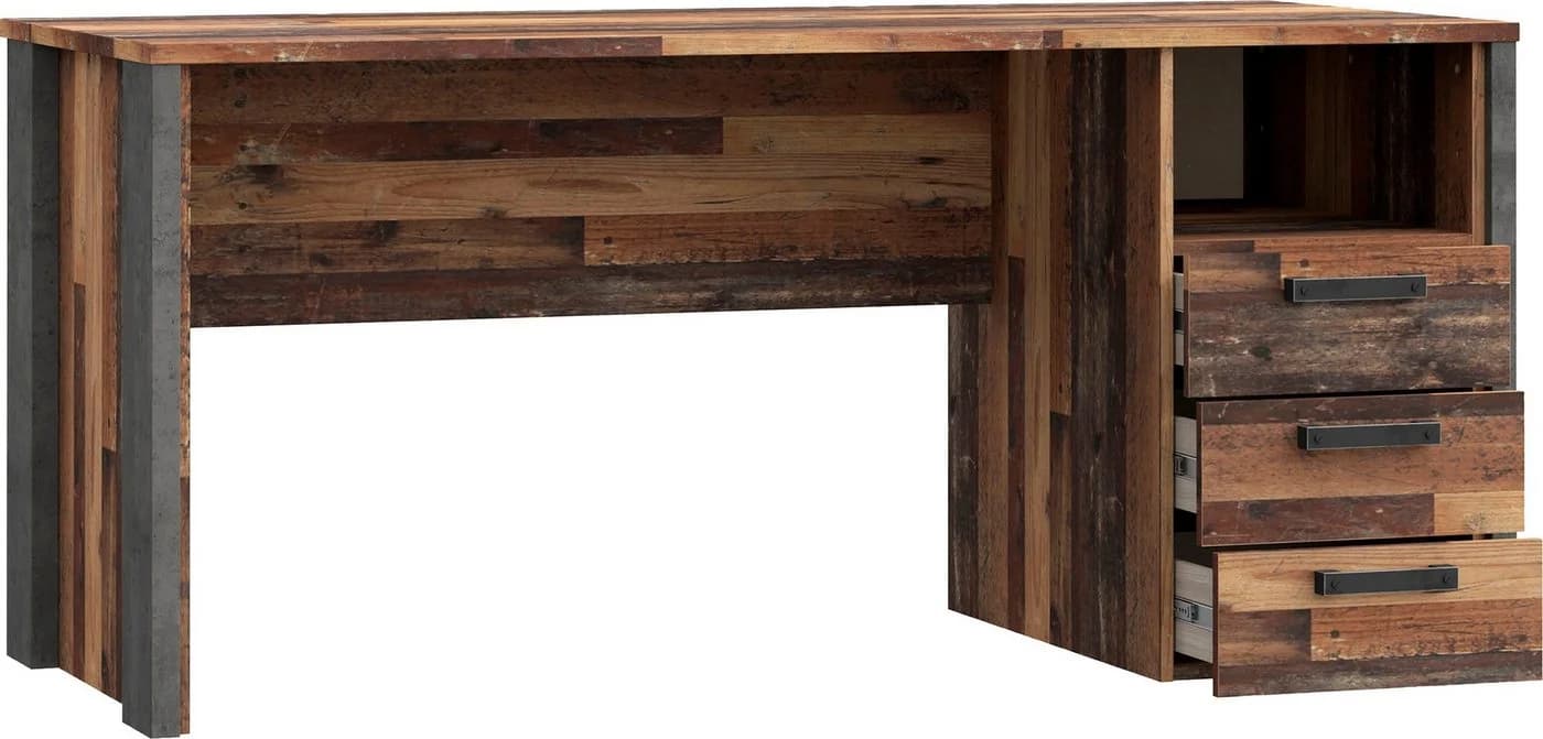 Schreibtisch FORTE Clif Grau Industriedesign mit Schubladen - Bild 3
