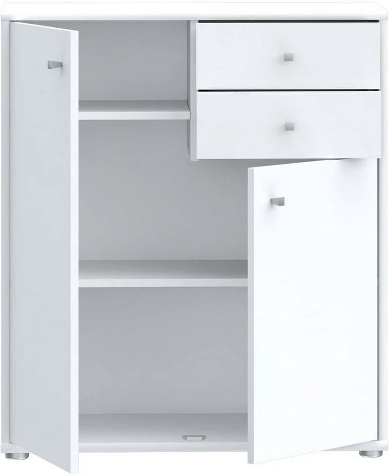 FORTE Kommode Tempra Weiß 2 Türen 2 Schubladen Modern - Bild 3