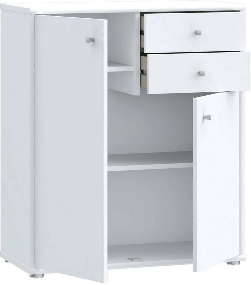 FORTE Kommode Tempra Weiß 2 Türen 2 Schubladen Modern - Bild 4