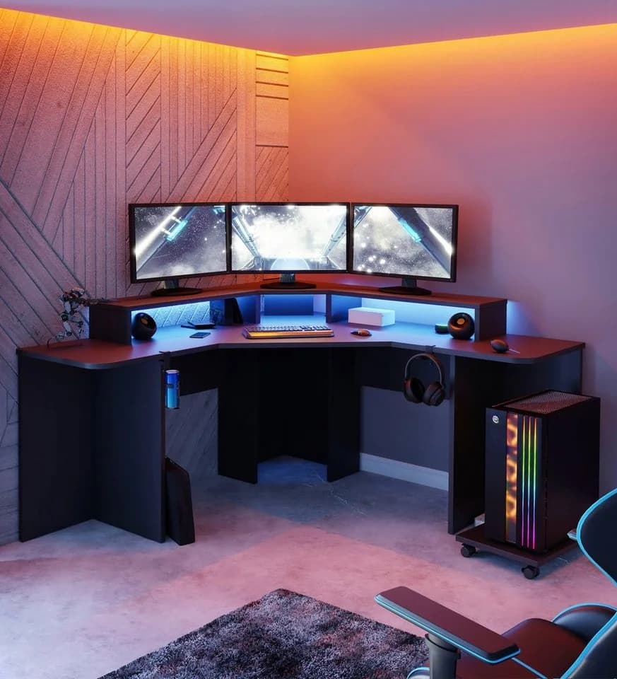FORTE Gamingtisch Tezaur mit RGB-Beleuchtung Schwarz - Bild 3