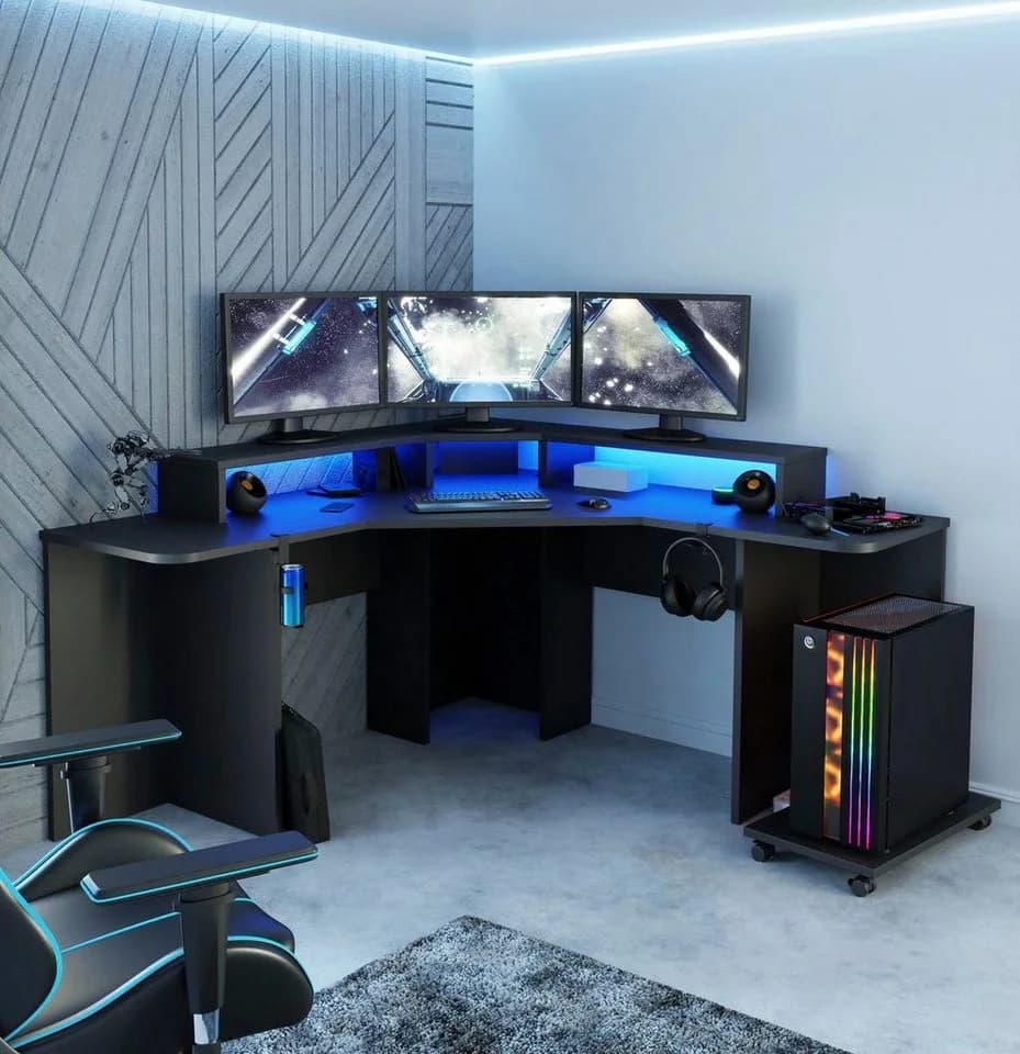 FORTE Gamingtisch Tezaur mit RGB-Beleuchtung Schwarz - Bild 4