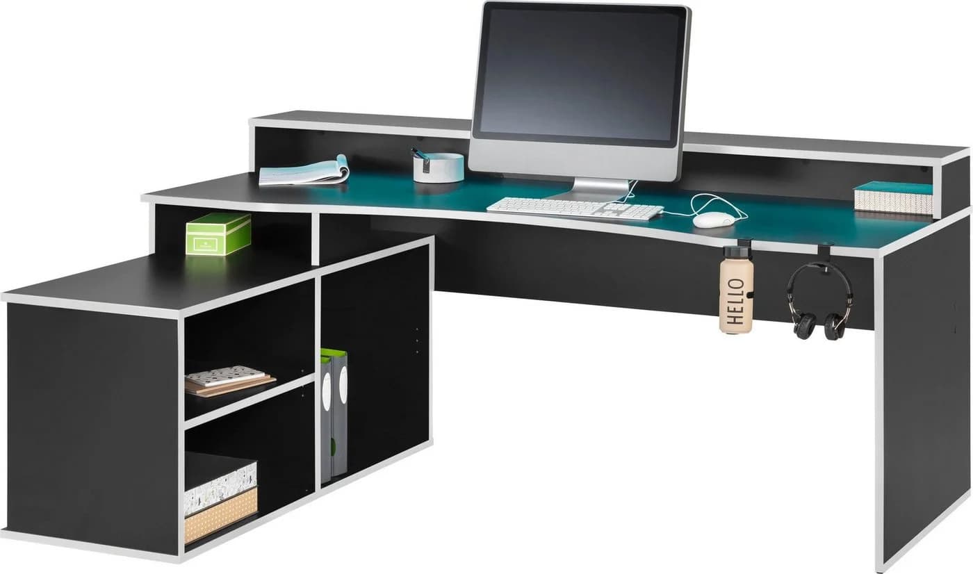 FORTE Gamingtisch Tezaur Schwarz mit RGB-Beleuchtung - Bild 4