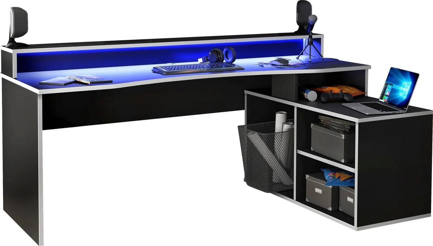 FORTE Gamingtisch Tezaur Schwarz mit RGB-Beleuchtung - Bild 5