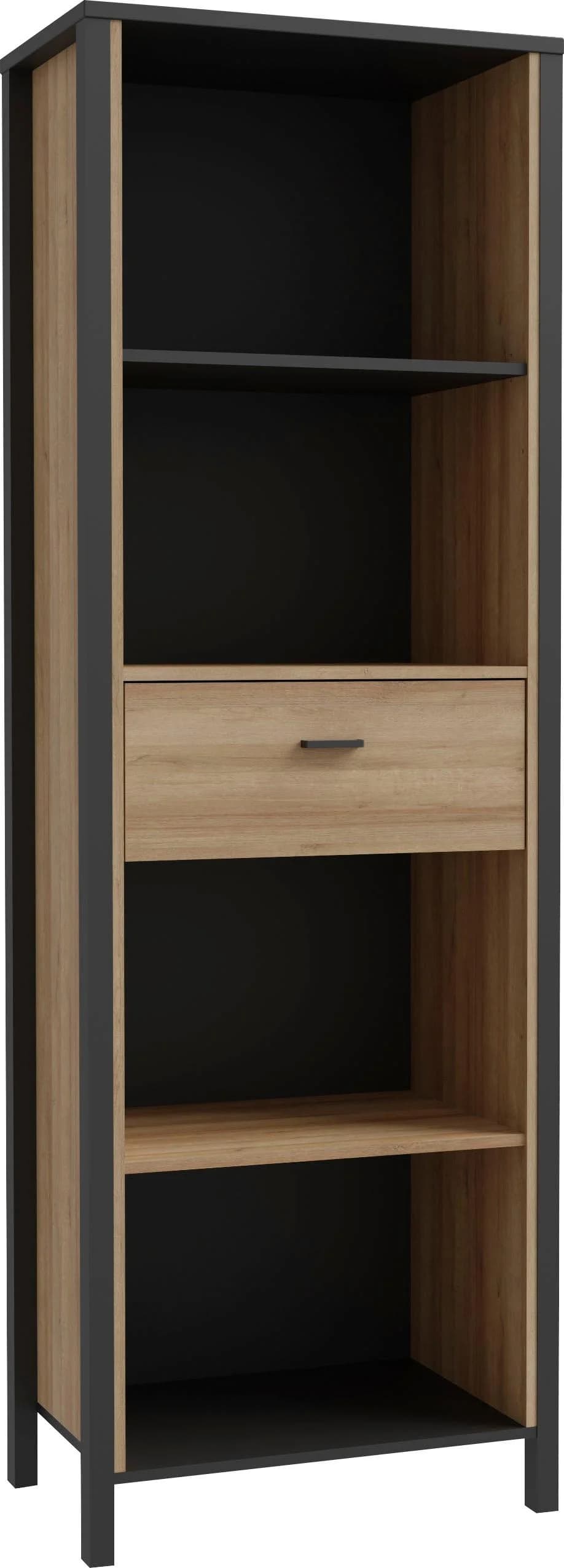 FORTE Aktenregal High Rock Schwarz Riviera Eiche Industrial