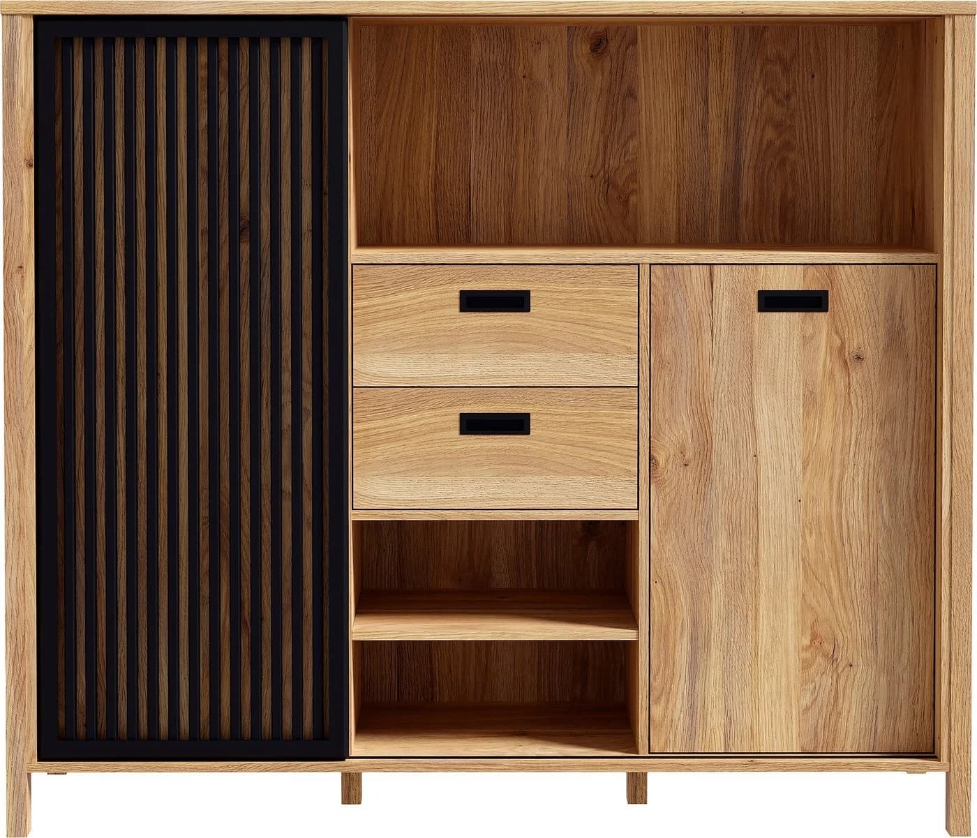 FORTE Highboard Jytana Mauvella Eiche Schwarz