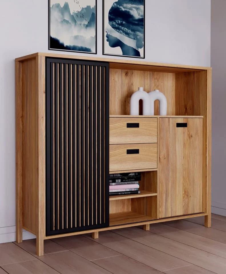 FORTE Highboard Jytana Mauvella Eiche Schwarz - Bild 2