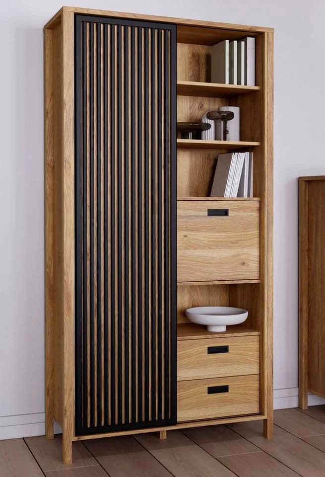 FORTE Highboard Jytana Schwarz Eiche Schiebetüren - Bild 2