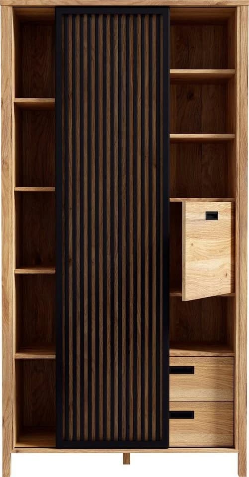 FORTE Highboard Jytana Schwarz Eiche Schiebetüren - Bild 3