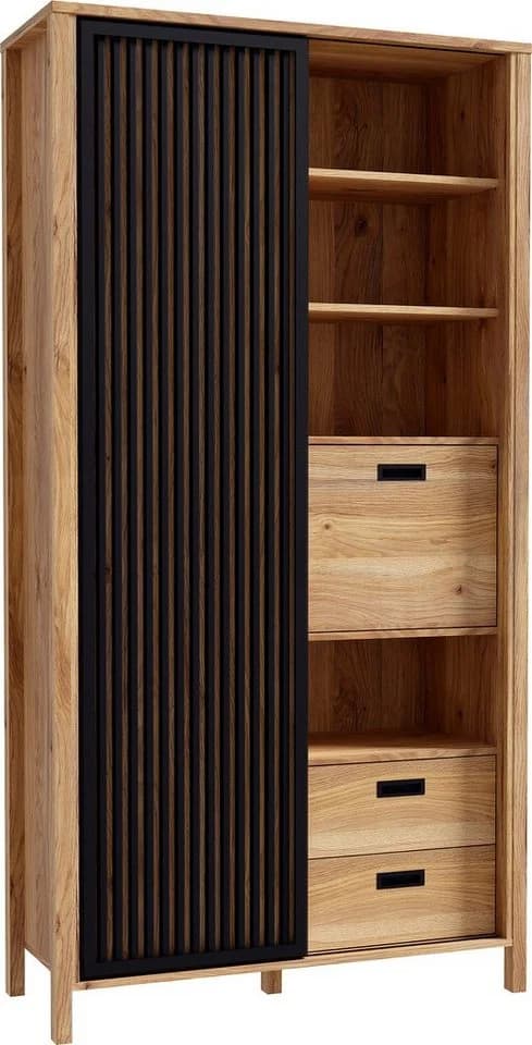 FORTE Highboard Jytana Schwarz Eiche Schiebetüren - Bild 4
