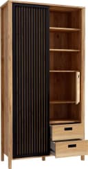 FORTE Highboard Jytana Schwarz Eiche Schiebetüren Bild 5