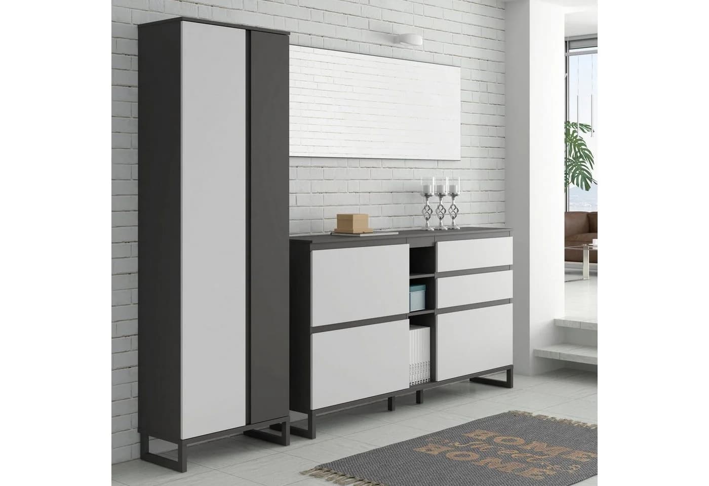 Garderobenspiegel FORTE Quayle Grau