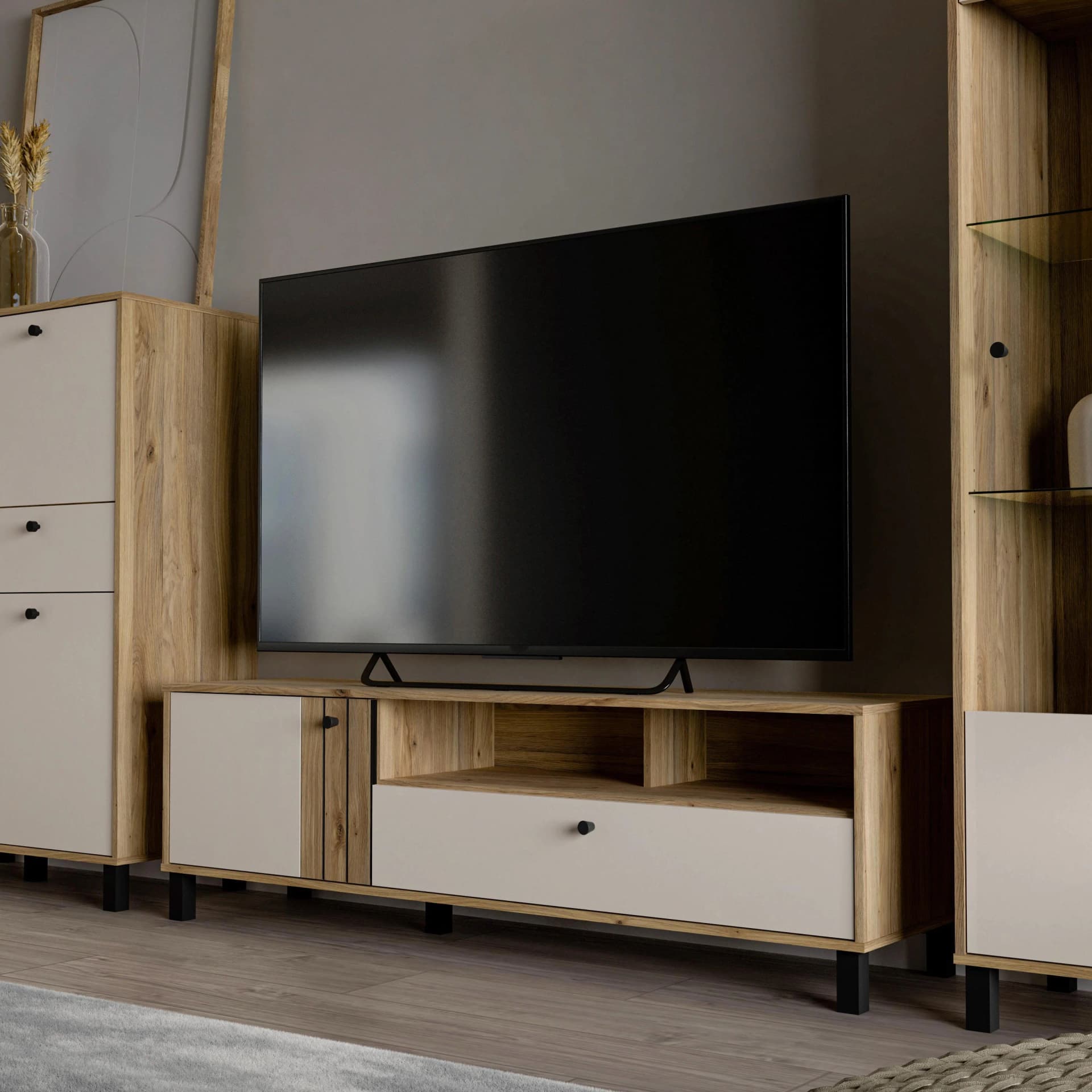 FORTE Lowboard Killarney TV-Schrank Mauvella Eiche Sand Soft Close