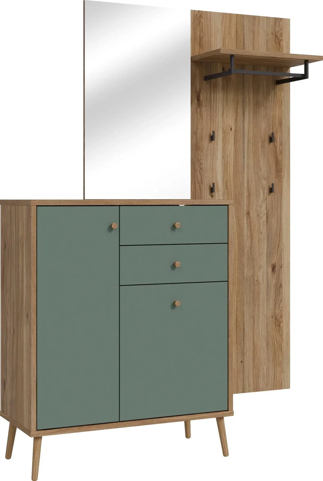 Garderoben-Set FORTE Whenua Mauvella Eiche Salbei Holzwerkstoff