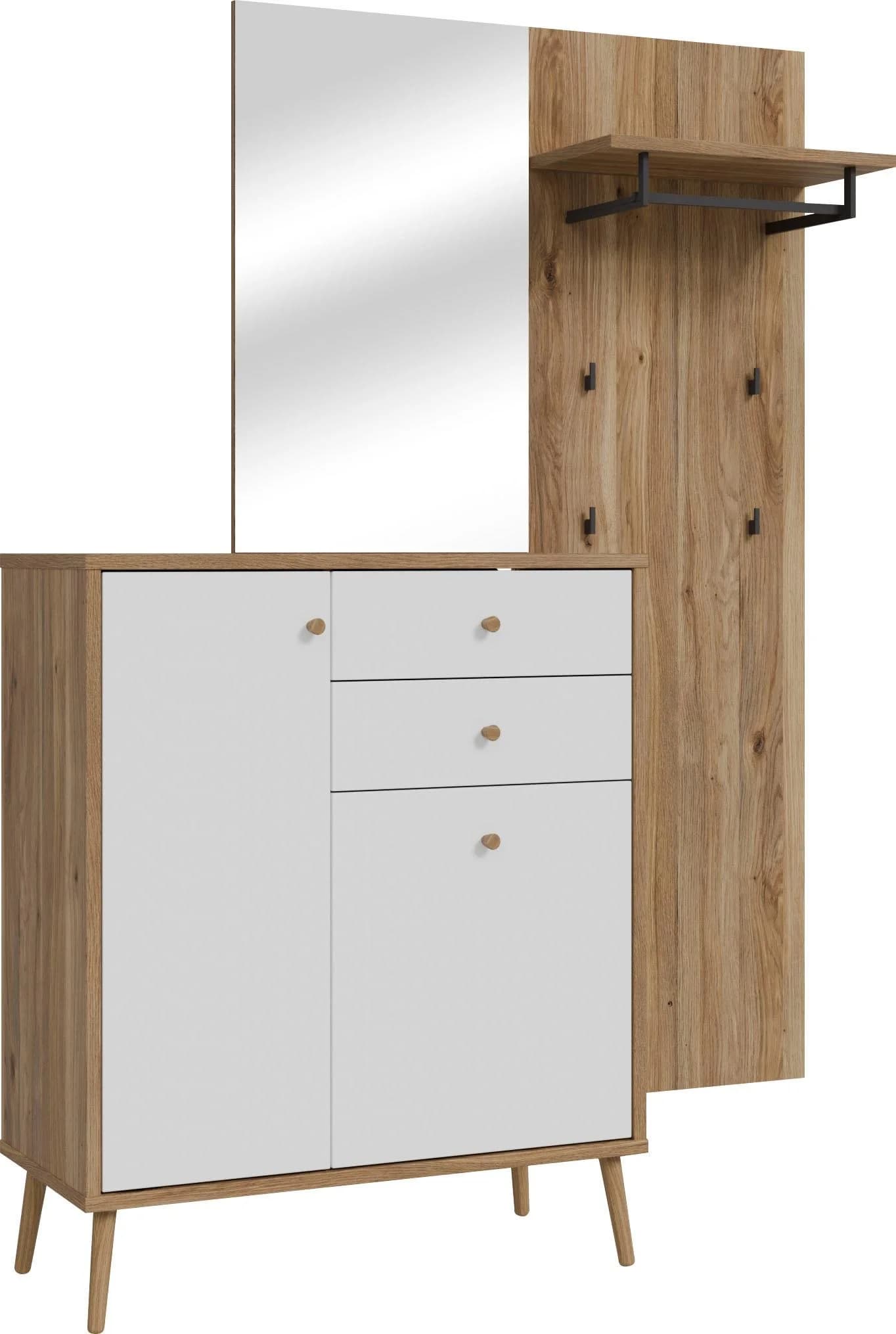Garderoben-Set FORTE Whenua Weiß Eiche Holzwerkstoff