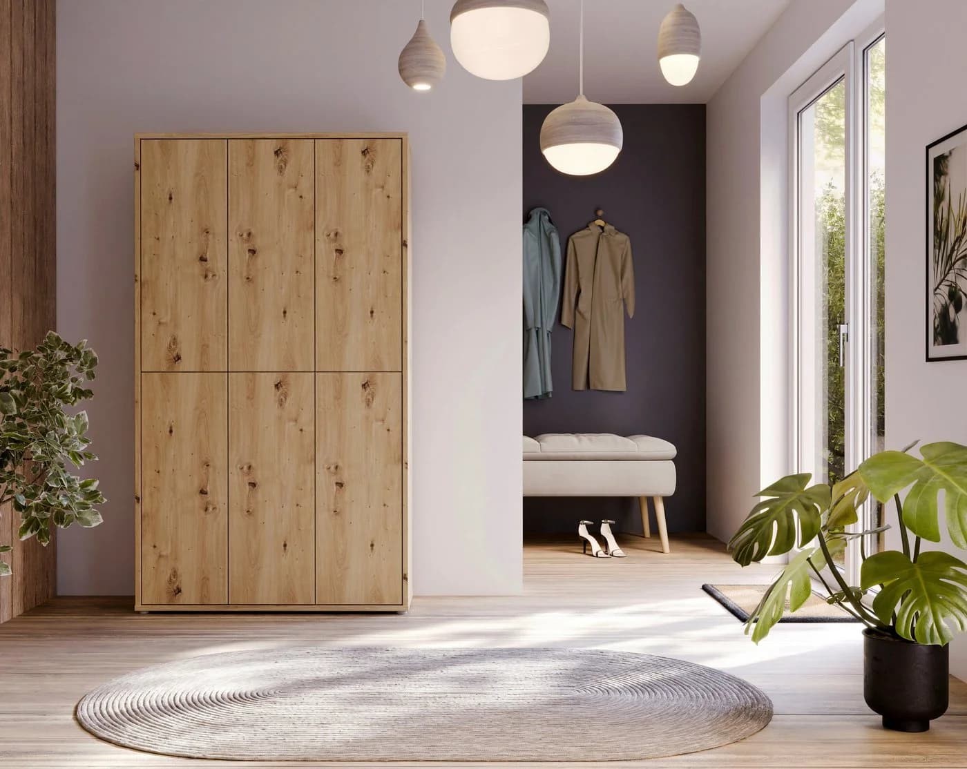 FORTE Schuhschrank Alice Springs 16 Böden Push-to-Open Braun