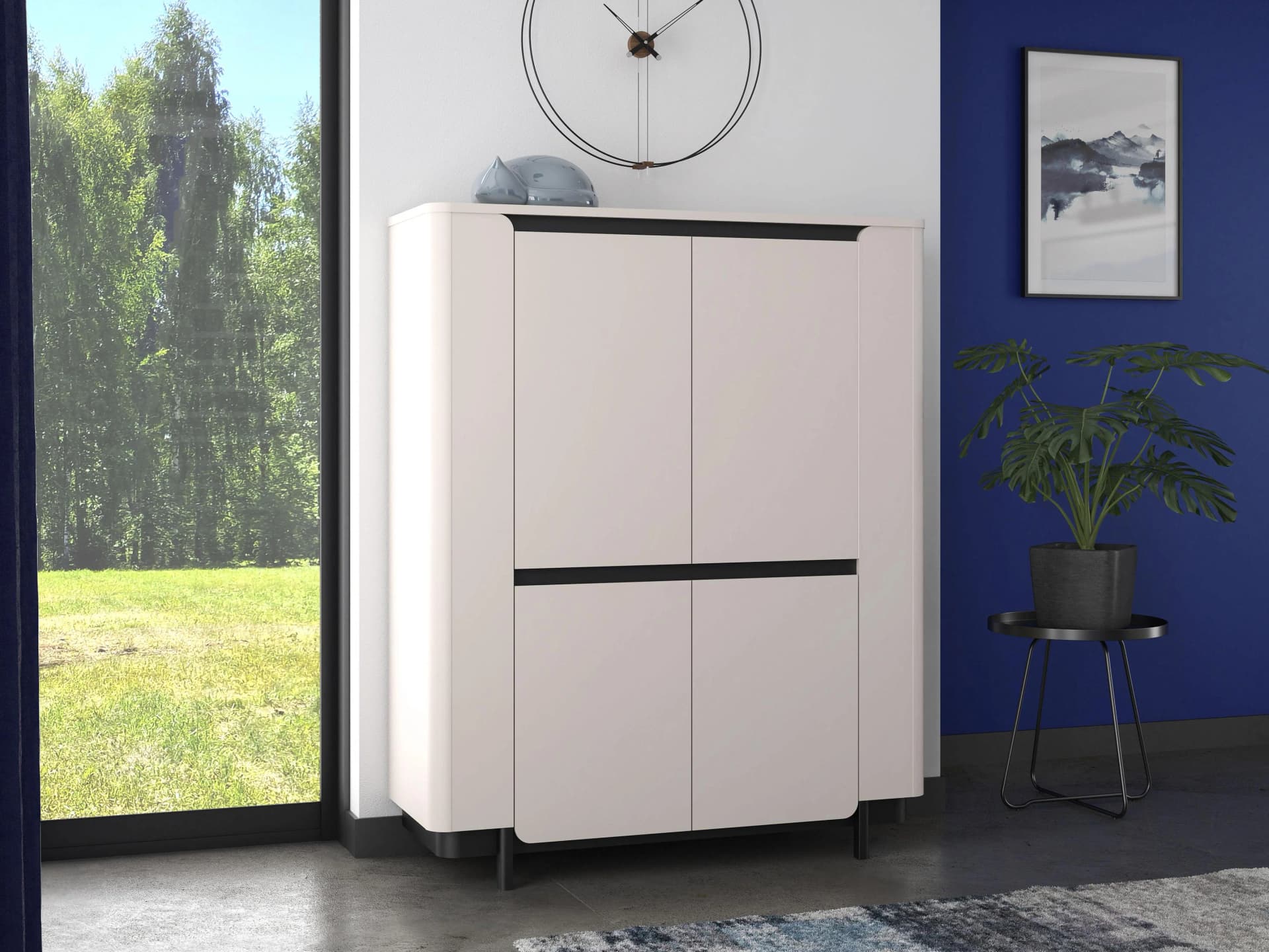Vitrine FORTE Vodol Beige Schwarz Soft Close