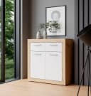 FORTE Kommode Baccio Weiß Artisan Eiche mit 2 Schubkästen Bild 1