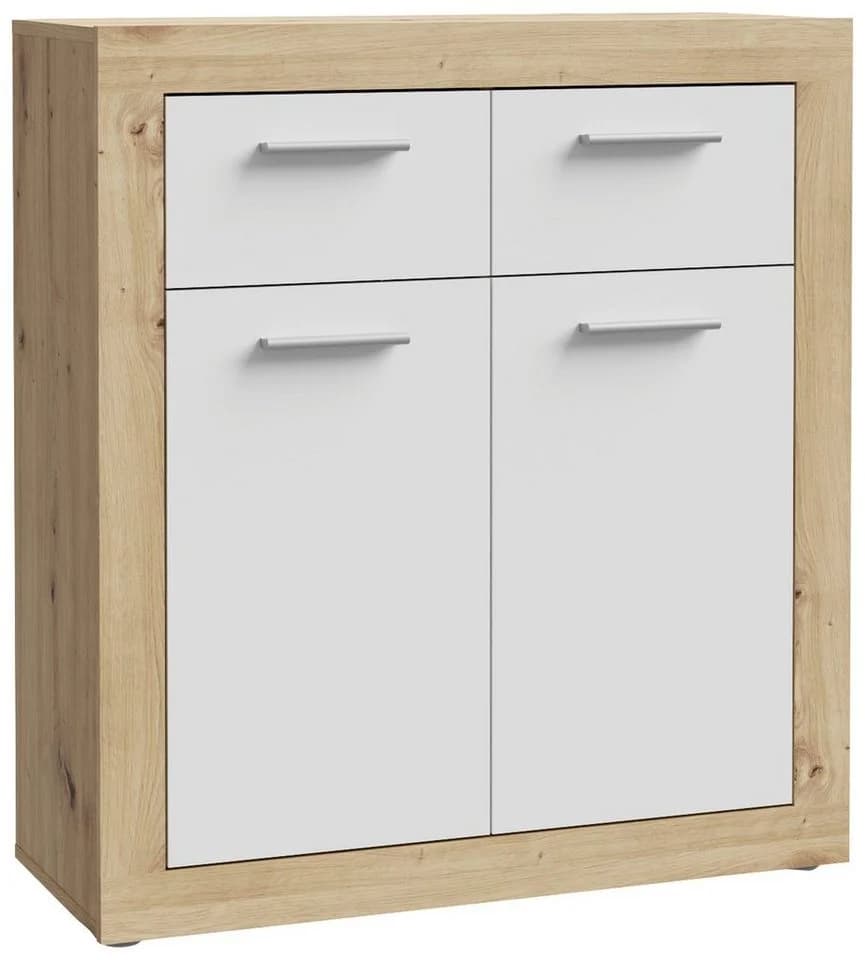 FORTE Kommode Baccio Weiß Artisan Eiche mit 2 Schubkästen - Bild 2