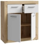 FORTE Kommode Baccio Weiß Artisan Eiche mit 2 Schubkästen Bild 4