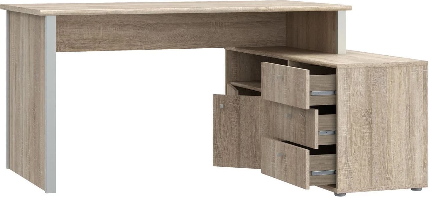 FORTE Eckschreibtisch Tempra Sonoma Eiche Grau Viel Stauraum - Bild 4