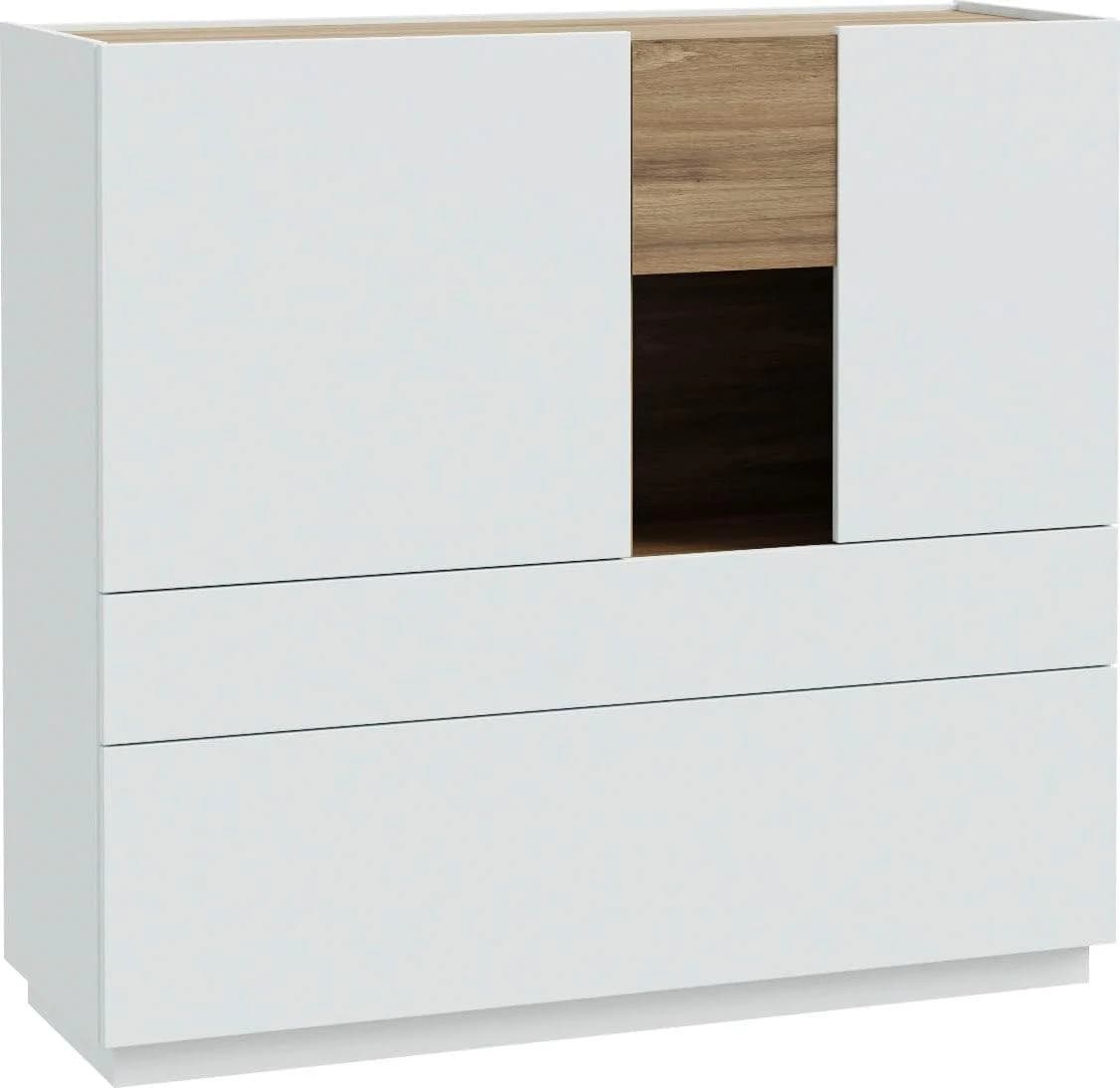 FORTE Highboard Lewisville Grau Valencia Eiche mit Soft-Close