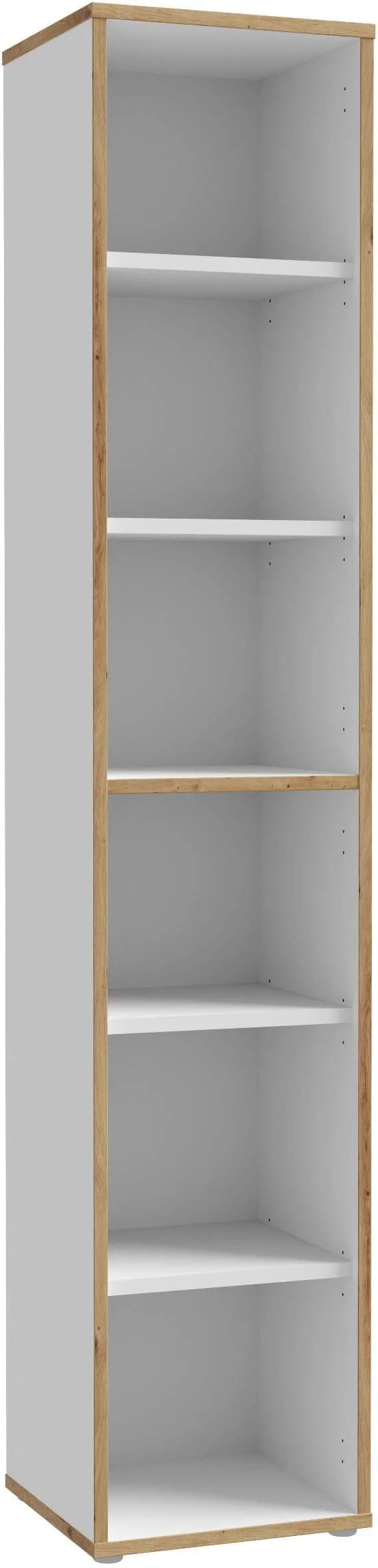 FORTE Aktenregal Keflav Weiß Artisan Eiche Modernes Hochregal