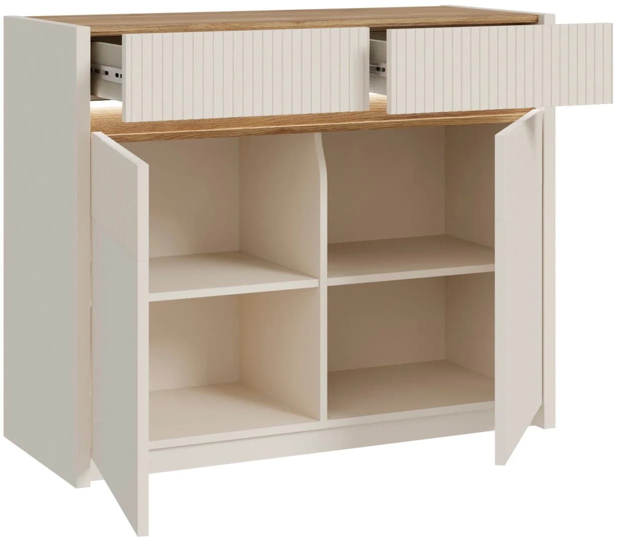 FORTE Kommode Oak Squere Eiche Sand mit LED und Soft Close - Bild 4