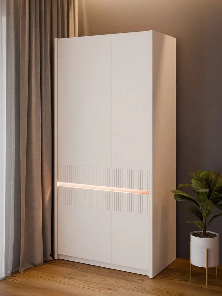 FORTE Garderobenschrank Oak Squere Beige Sand Grifflos Soft Close