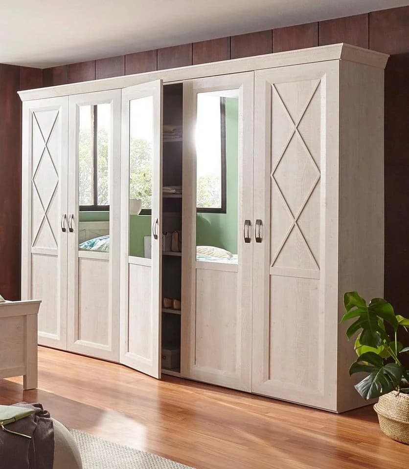 FORTE Kleiderschrank Kashmir Weiß Landhausstil mit Spiegeln - Bild 2