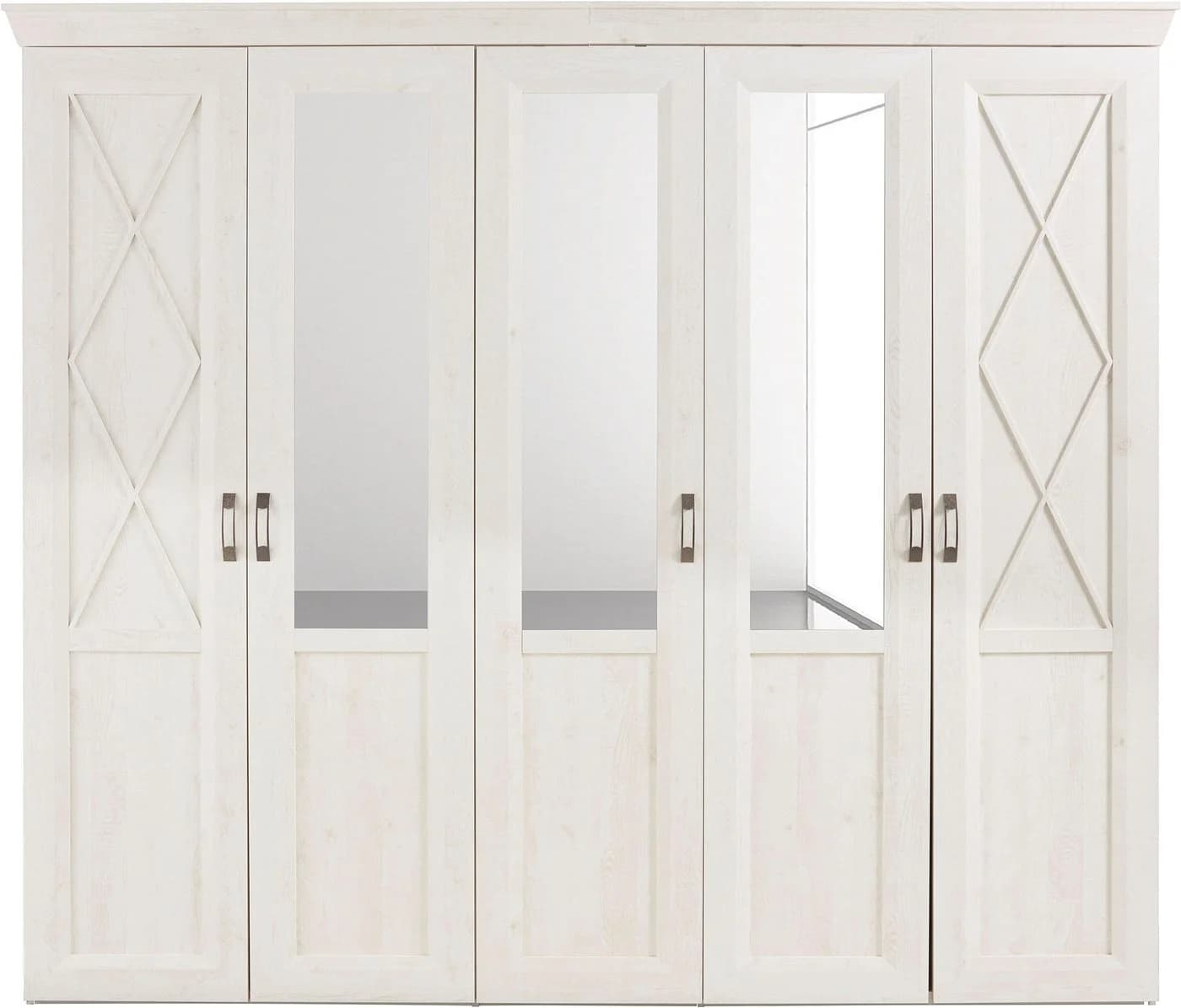 FORTE Kleiderschrank Kashmir Weiß Landhausstil mit Spiegeln - Bild 3