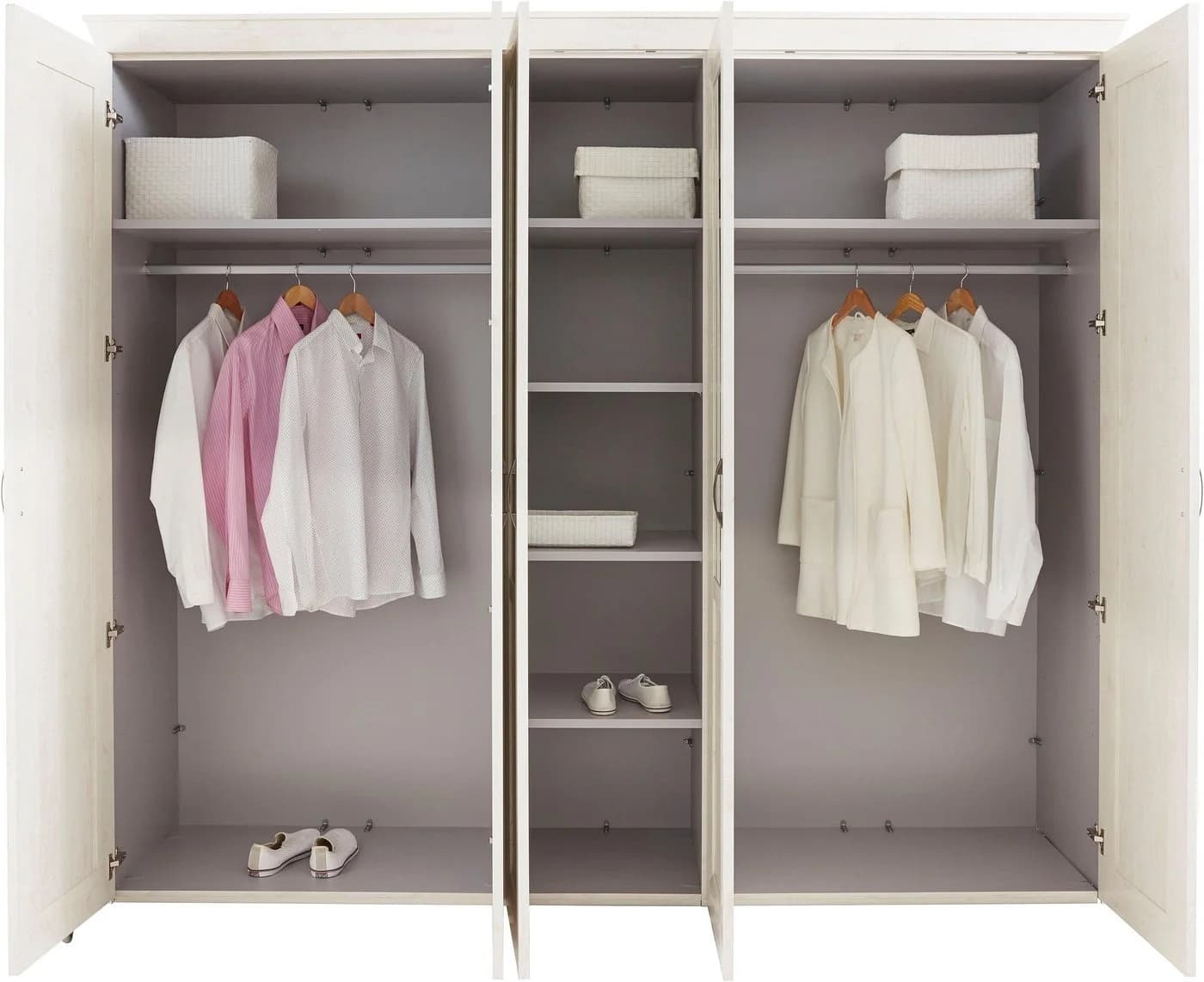 FORTE Kleiderschrank Kashmir Weiß Landhausstil mit Spiegeln - Bild 4