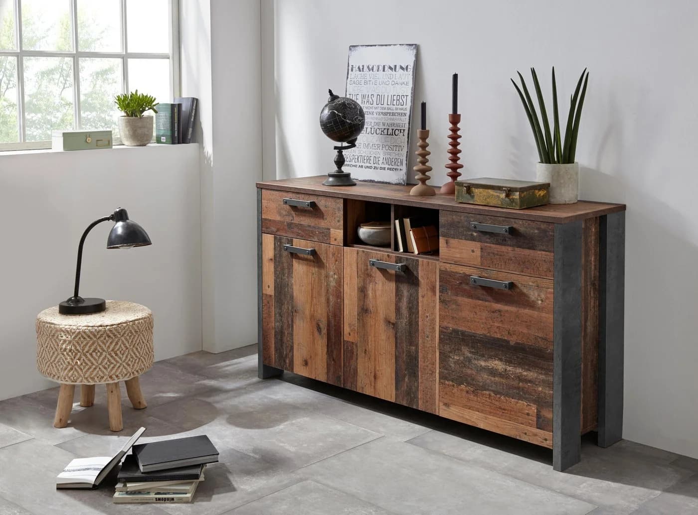 Sideboard FORTE Clif Grau Vintage Betonoptik