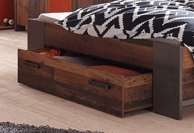 FORTE Schubkasten Clif Grau Betonoptik Old Vintage Wood Holzwerkstoff