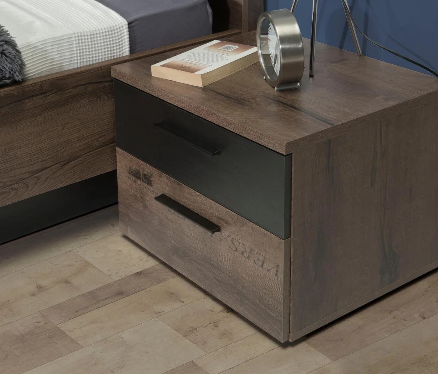 FORTE Nachtkonsole Jacky mit 2 Schubkästen Industriestil