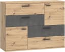 Kommode FORTE Skive Grau Artisan Eiche Betonoptik 4 Schubladen 2 Türen Bild 1
