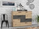 Kommode FORTE Skive Grau Artisan Eiche Betonoptik 4 Schubladen 2 Türen Bild 2