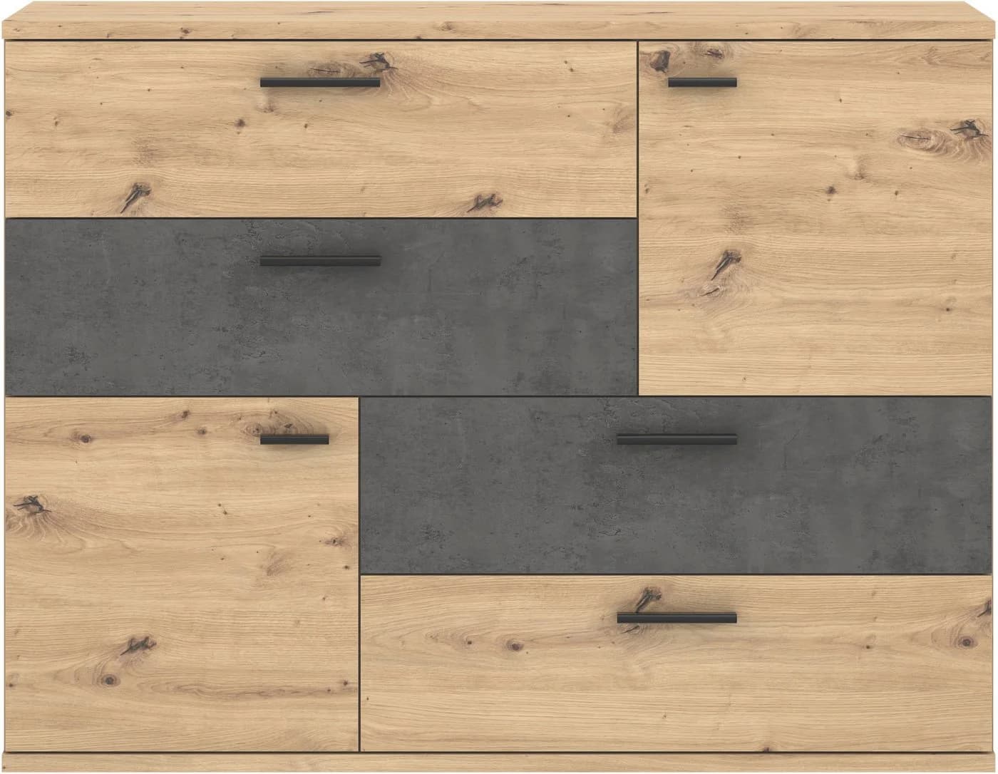 Kommode FORTE Skive Grau Artisan Eiche Betonoptik 4 Schubladen 2 Türen - Bild 3