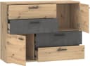 Kommode FORTE Skive Grau Artisan Eiche Betonoptik 4 Schubladen 2 Türen Bild 4