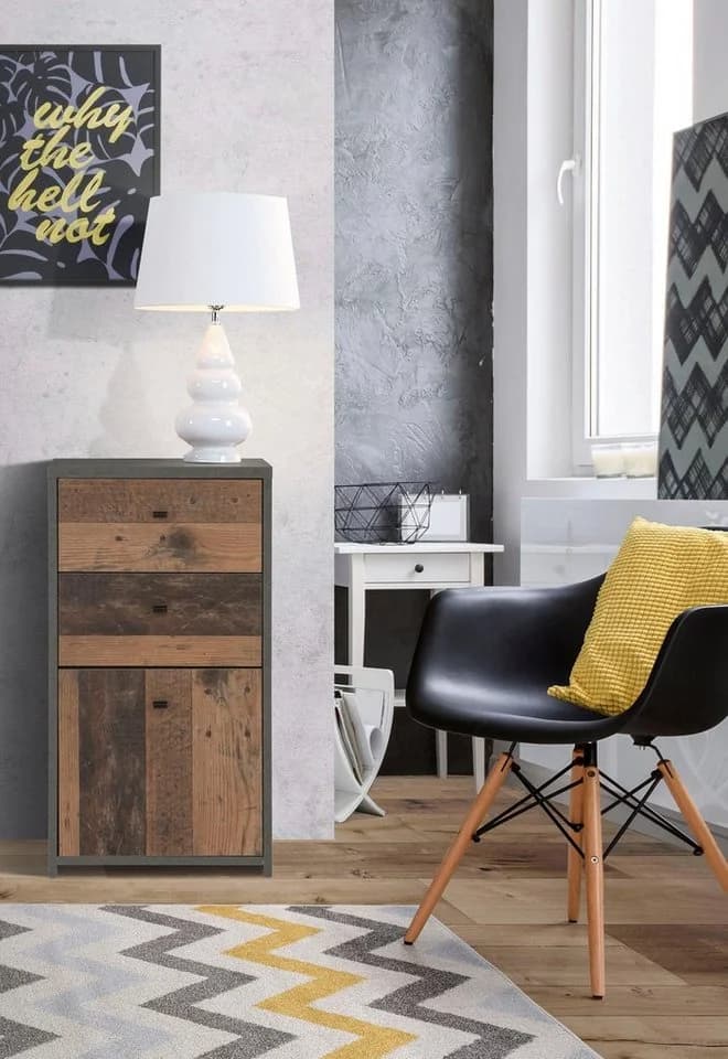 FORTE Kommode CHEST Grau Betonoptik Vintage