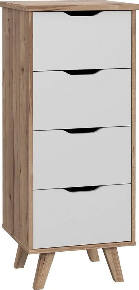 FORTE Schubkastenkommode Vankka Weiß/Planken Eiche - Bild 2