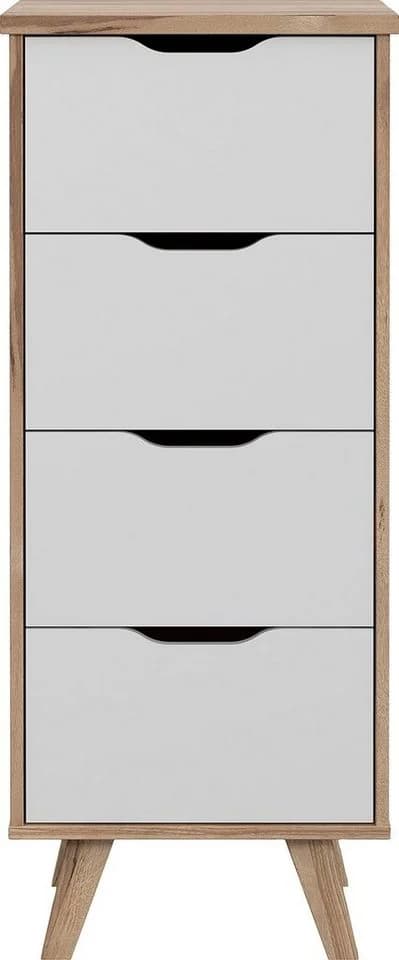FORTE Schubkastenkommode Vankka Weiß/Planken Eiche - Bild 3