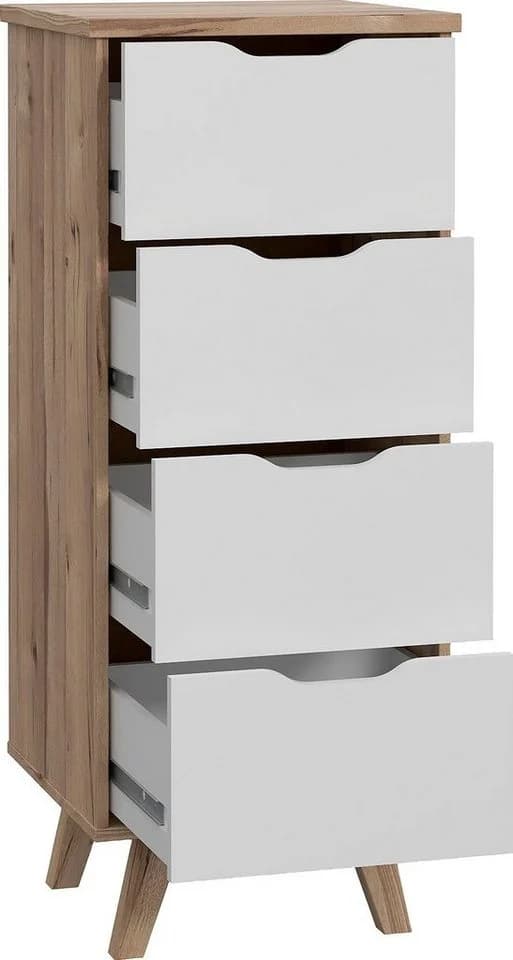 FORTE Schubkastenkommode Vankka Weiß/Planken Eiche - Bild 4