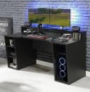 Mid.you Gamingtisch Schwarz mit Monitoraufsatz und Kabelmanagement Bild 1