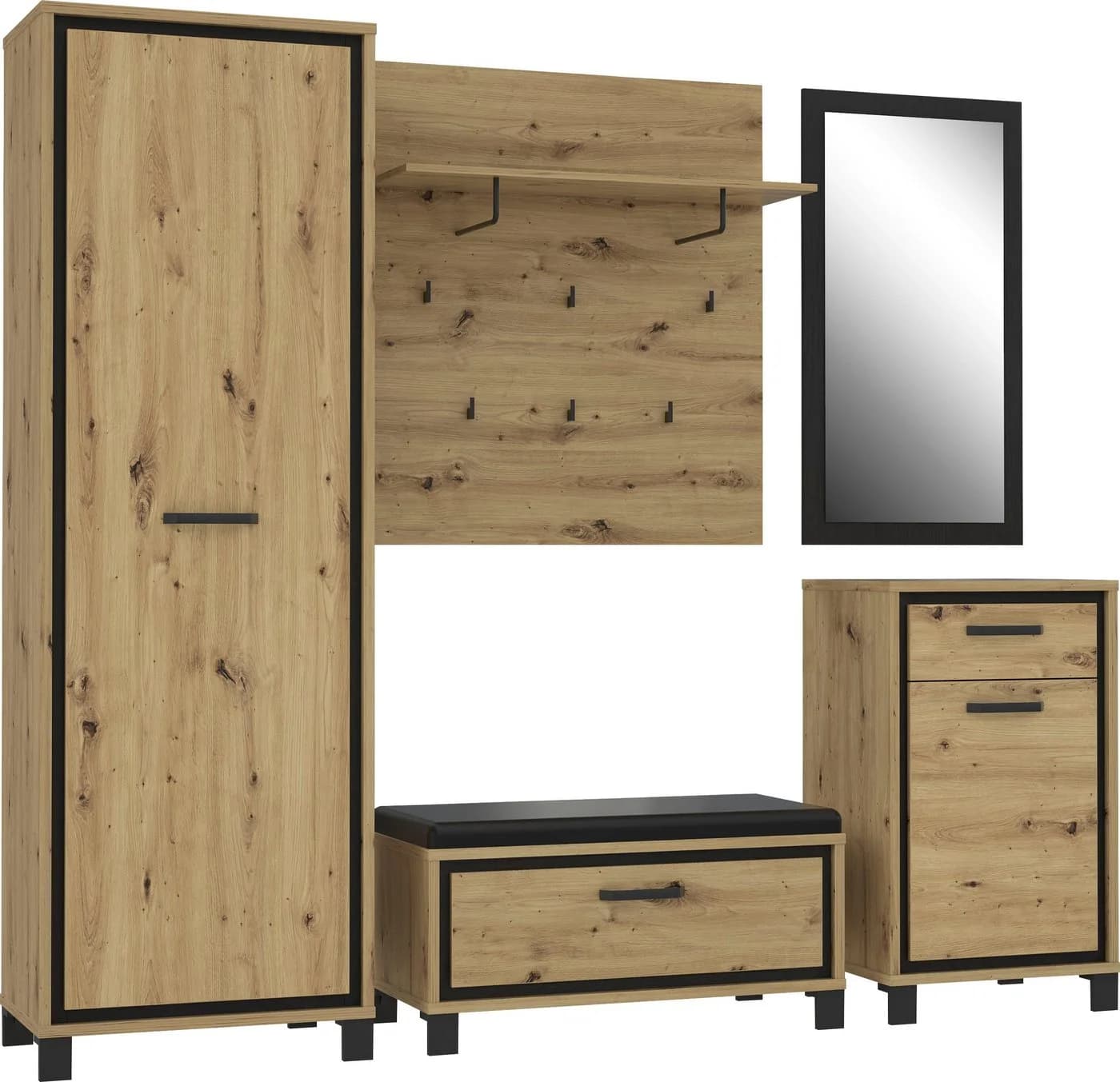 Garderobenpaneel FORTE Trondheim Braun Artisan Eiche - Bild 3
