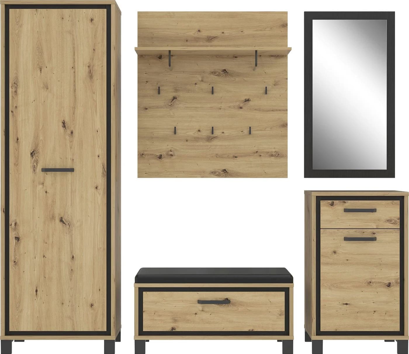 Garderobenpaneel FORTE Trondheim Braun Artisan Eiche - Bild 4