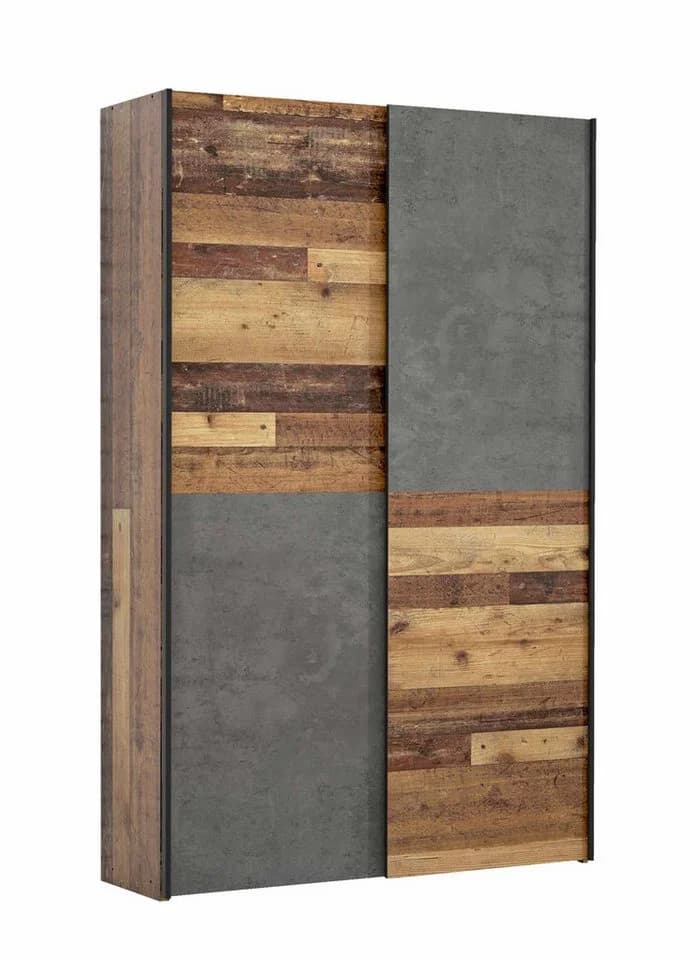 FORTE Mehrzweckschrank OZZULA Schwebetürenschrank Vintage Grau
