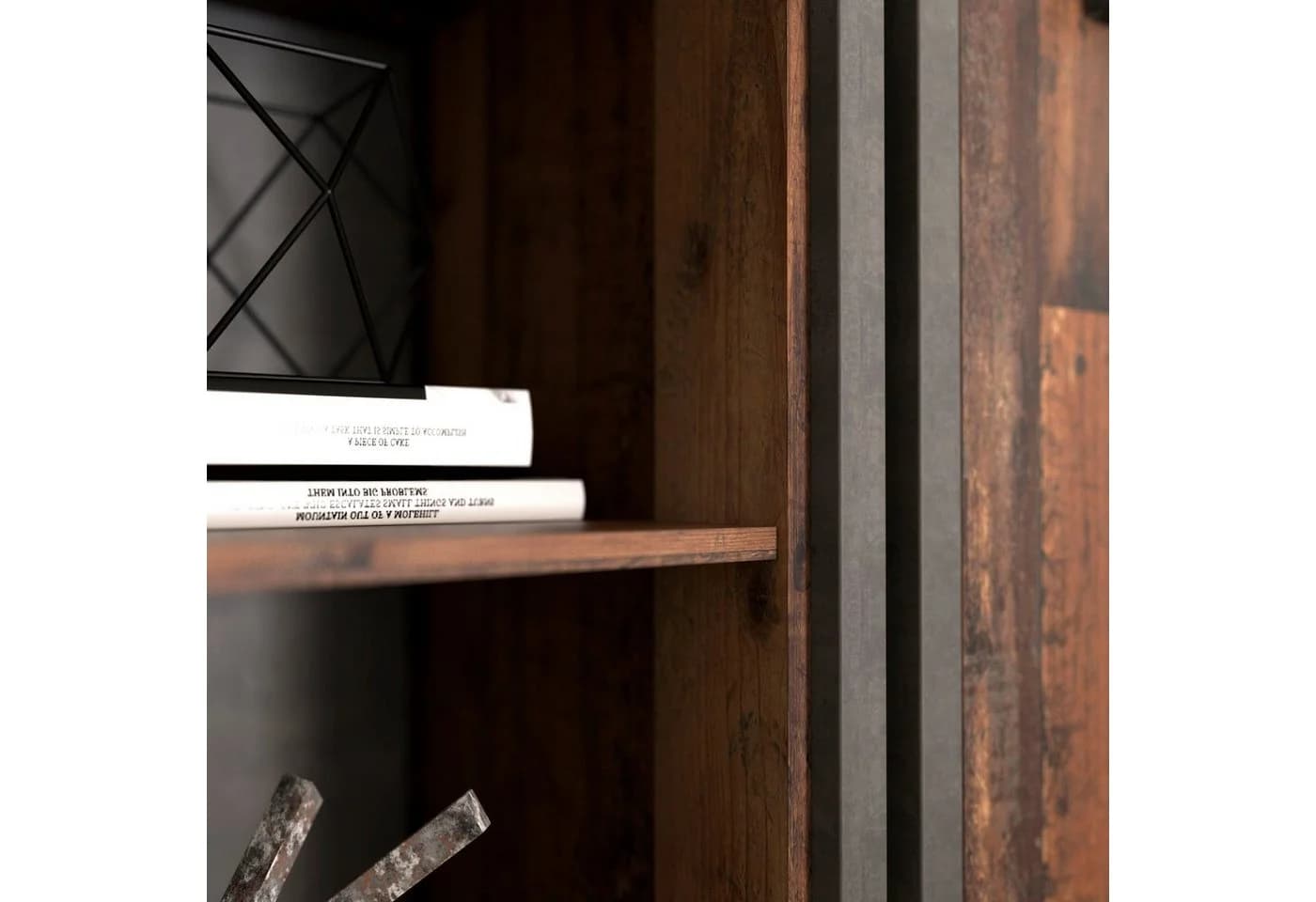 FORTE Aktenregal Clif Grau Industriestil 220,7 cm Höhe - Bild 5